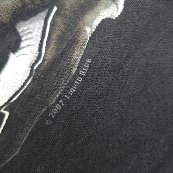 Liquid Blue Shirt Mens Large Black Archangel Grim Reaper Double Sided‎ Y2K - Picture 7 of 10